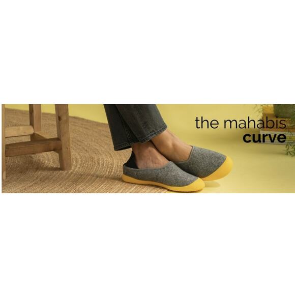 Mahabis Womens Classic Wool & Neoprene Slipper Shoes US 6.5 Yellow/Gray Comfort - Picture 1 of 15